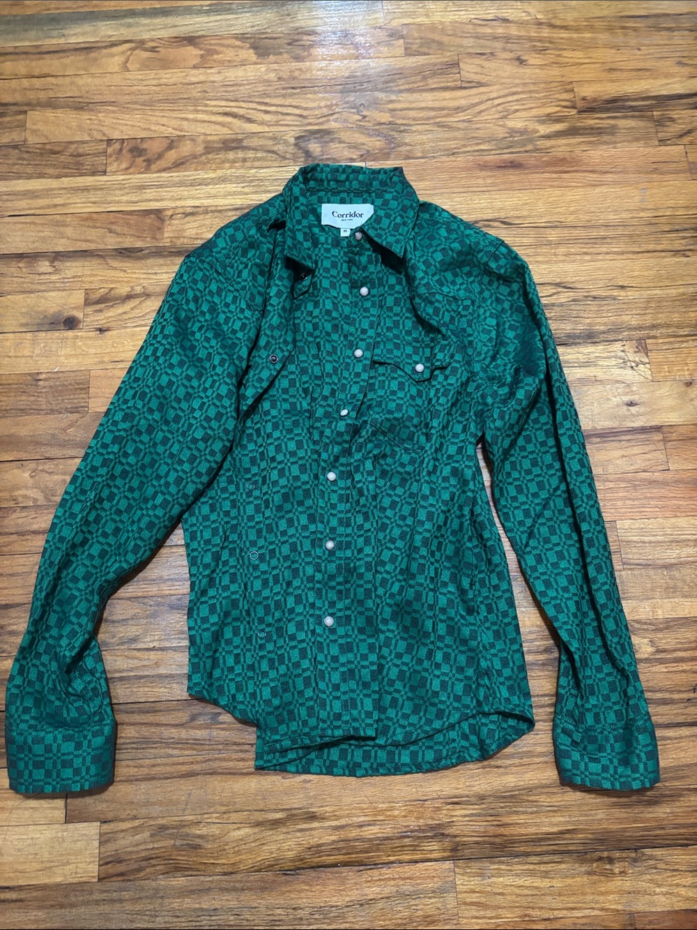 Corridor Green Geometric Men's Button-Down Shirt